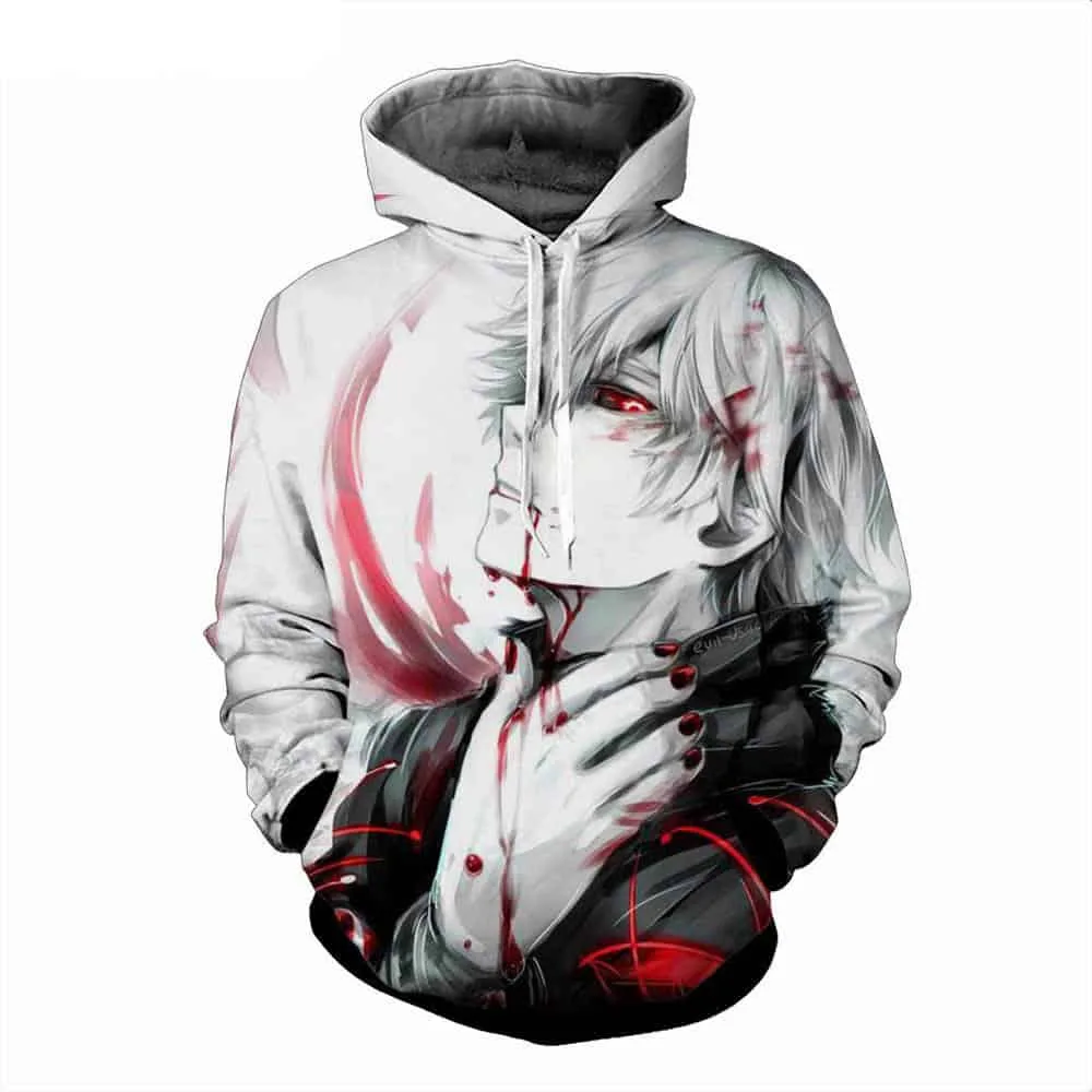 Salutebaba Sweat à Capuche Tokyo Ghoul Ken Kaneki Anime Japonais Automne Et Hiver Sweats à Capuche Imprimés En 3D Pour Hommes Femmes
