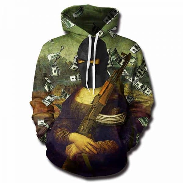 Chill Hoodies Thug Life Gangster Mona Lisa Hoodie Art Unisex Adult Sweatshirt