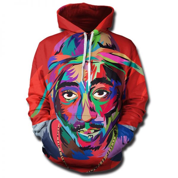Chill Hoodies Tupac Hoodie 2pac Camo Multi Colored Red Unisex Adult Sweatshirt